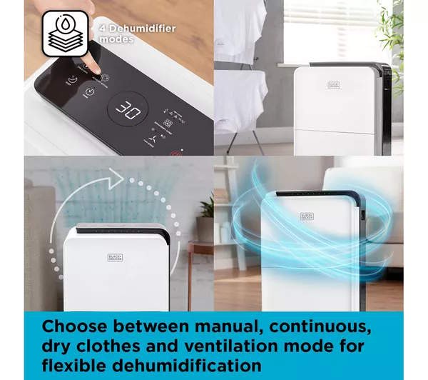 Black and Decker BXEH6008GB 30L White Dehumidifier