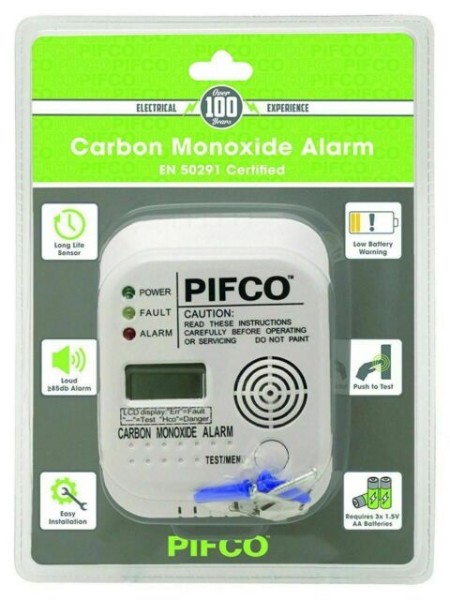Pifco Carbon Monoxide Detector ELA1160GE Battery Operated