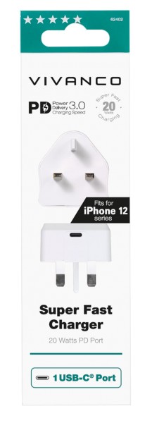 Vivanco 62402 Super Fast 20W USB-C Charging Plug