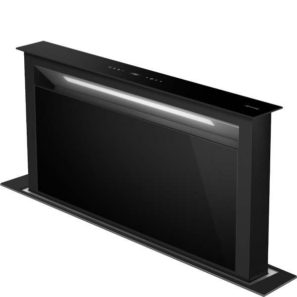 Smeg KDD90CNE2 90cm Island Downdraft Black Glass Hood