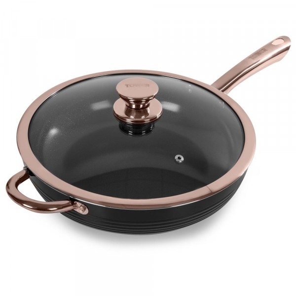 28cm Saute Pan in Black And Rose Gold