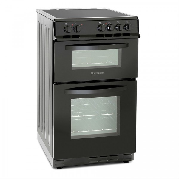 50cm Double Oven Ceramic Cooker in Black
