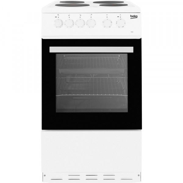 50cm Electric Cooker With Solid Plate Hob In White