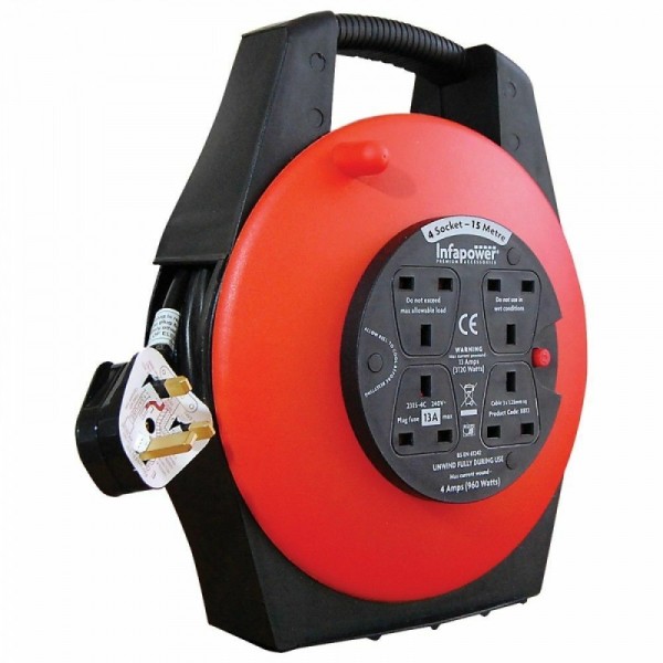 4 Socket 15 Metre Extension Reel