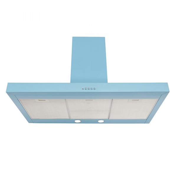 90cm Flat Cooker Hood In Pastel Blue