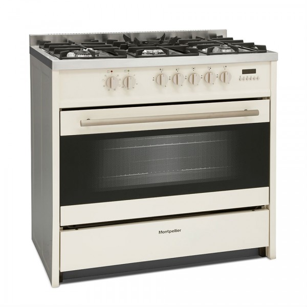 90cm Single Cavity Dual Fuel Range Cooker In Cream