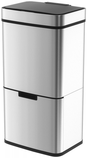 75ltr Recycling Bin With 2 Compartments In Stainless Steel