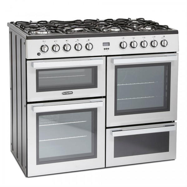 100cm Dual Fuel Range Cooker With 2 Oven In Silver
