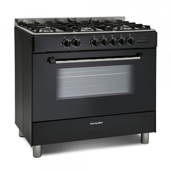 90cm Single Cavity Dual Fuel Range Cooker In Black