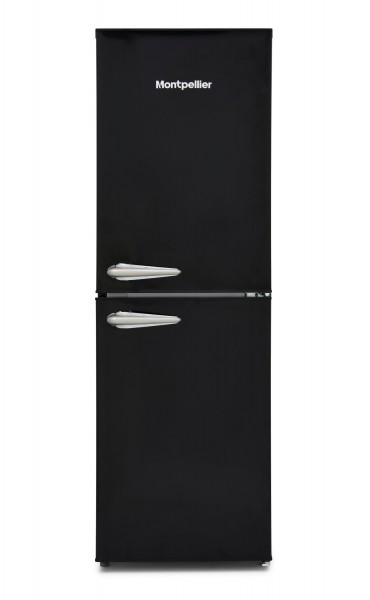 48cm Wide 148cm Tall Retro Fridge Freezer In Black