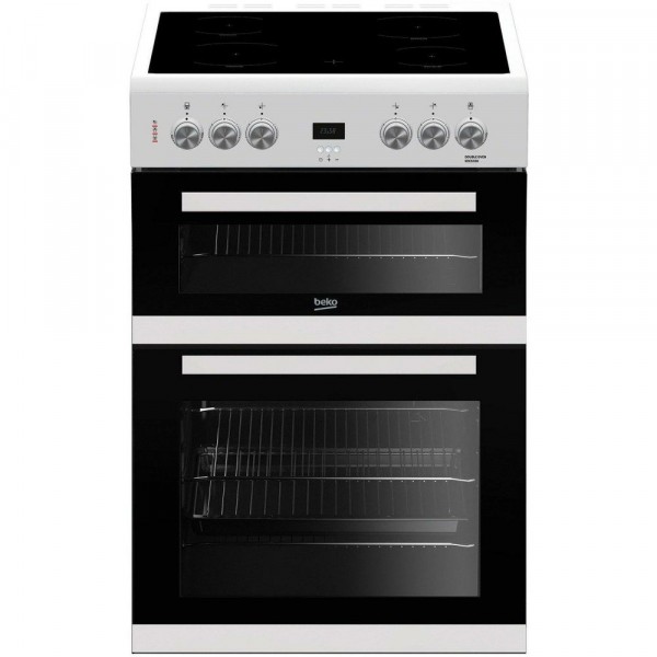 60cm Electric Cooker With Double Oven In White