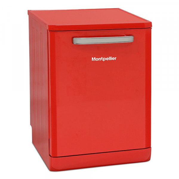 60cm Retro Full Size Freestanding Dishwasher In Red
