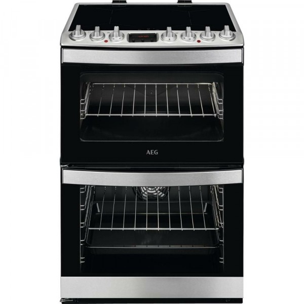 60cm Electric Cooker With Double Oven And Induction Hob In Stainless