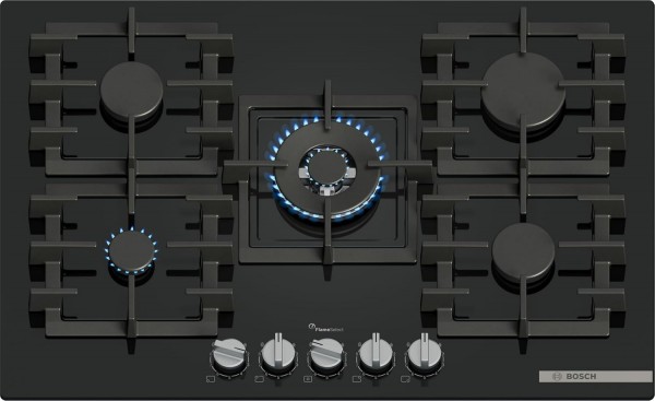Series 6 75cm 5 Burner Gas Hob On Black Tempered Glass