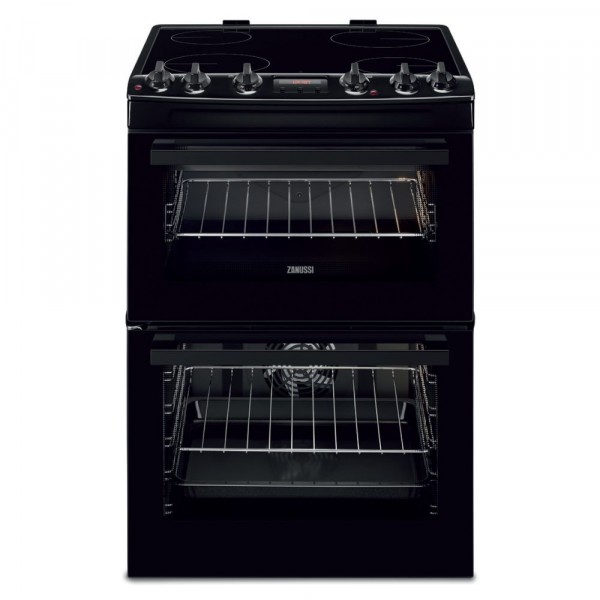 60cm Electric Cooker With Double Oven And Ceramic Hob In Black