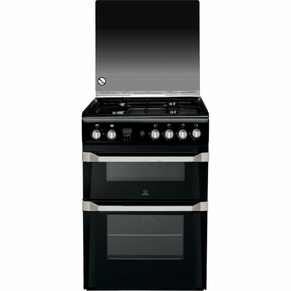 60cm Gas Cooker With Double Oven In Black