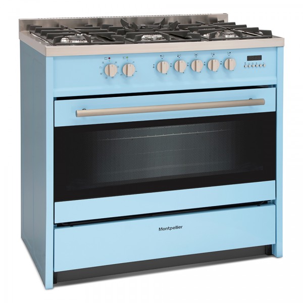 90cm Single Cavity Dual Fuel Range Cooker In Pure Blue