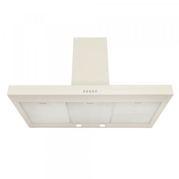 90cm Flat Chimney Hood In Cream