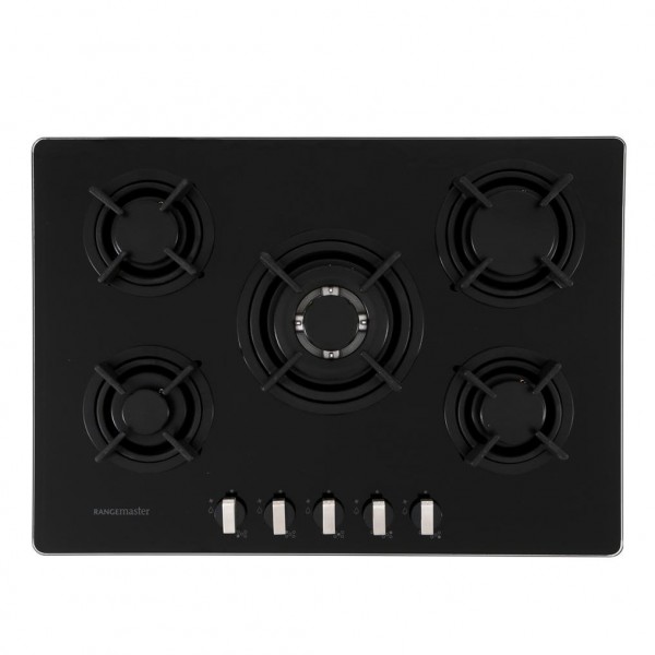 Rangemaster RMB70HPNGFGL Black Glass 5 Burner Gas Hob