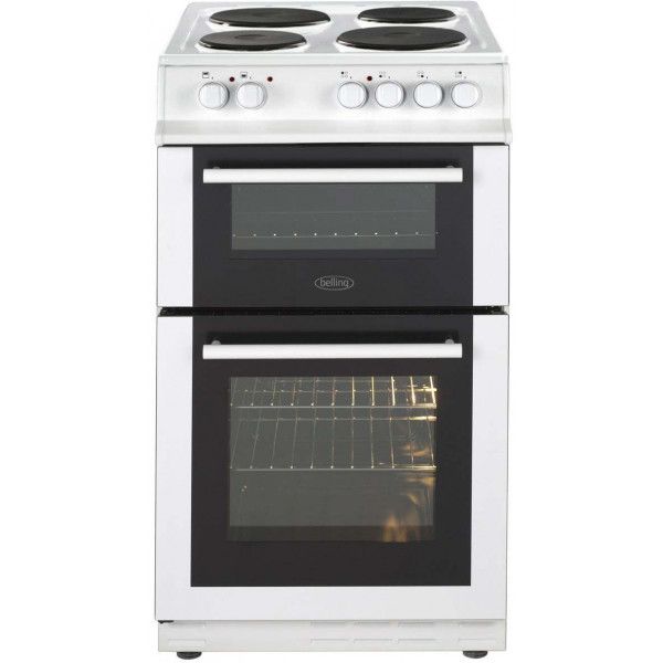 BELLING FS50EFDOWH 50CM DOUBLE OVEN SOLID PLATE WHITE