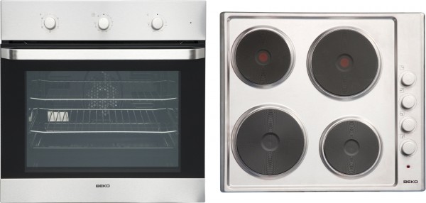 Beko OSF22110X Single Oven & Solid Hob Pack