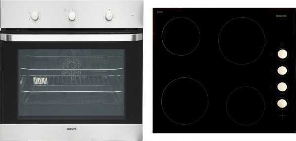 Beko OSF22120X Single Oven & Ceramic Hob Pack