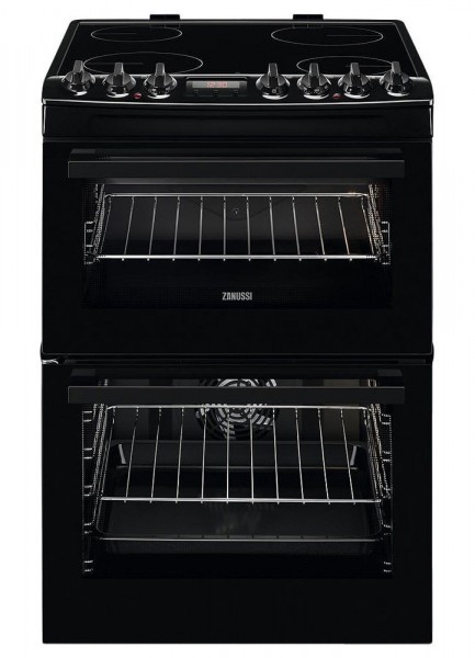 Zanussi ZCV69350BA 60cm Electric Hob Double Oven | Black
