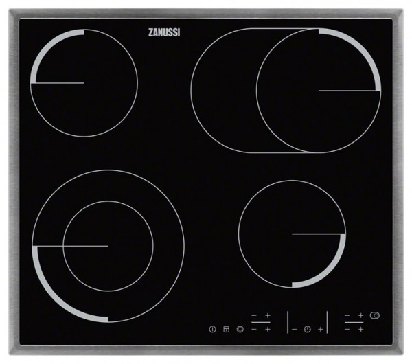 Zanussi ZEV6646XBA Touch Control Electric Ceramic Hob | Black & Stainless Steel