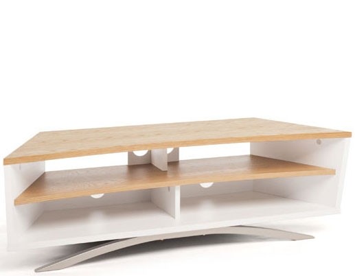 TechLink PR130SWLO 'Prisma' Range TV Stand for Screens up to 65' | White & Light Oak