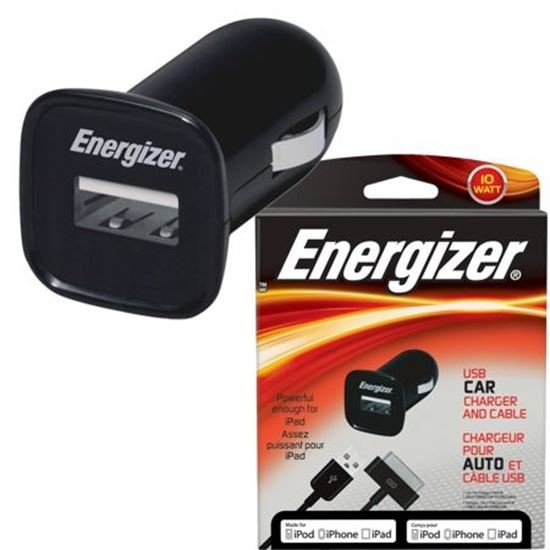 Energizer PC-1CAT USB 2.1A Car Charger & Apple 30-Pin Cable