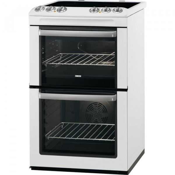 Zanussi ZCV554MW 55cm Wide Electric Cooker with Ceramic Glass Hob | White