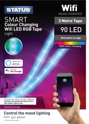 STATUS Smart Colour Changing WiFi LED Tape Tik Tok Lights | 3 Metre