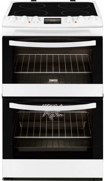 Zanussi ZCV48300WA 55cm Wide Electric Cooker with Ceramic Glass Hob | Whtie