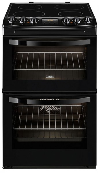 Zanussi ZCV48300BA 55cm Wide Electric Cooker with Ceramic Glass Hob | Black