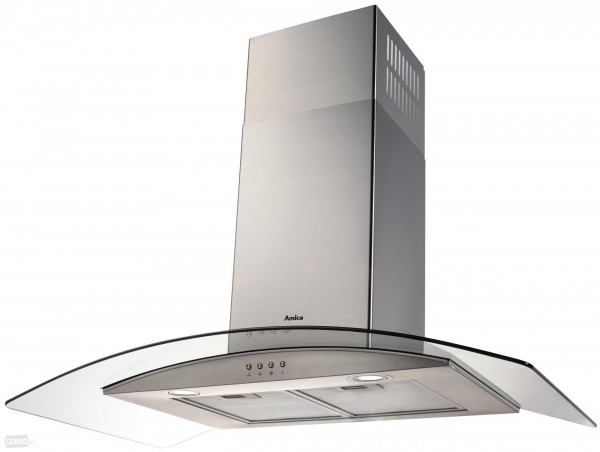 Amica OKP931G 90cm Chimney Hood | Curved Glass & Stainless Steel