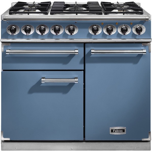 Falcon 1000 DX DF China Blue Nickel 98620 Dual Fuel Range Cooker