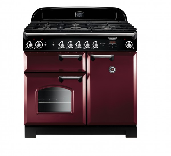 Rangemaster Classic 100NG Cranberry Chrome 117650 Gas Range Cooker