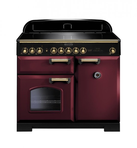 Rangemaster Classic Deluxe 100IND Cranberry Brass 115590 Electric Range Cooker