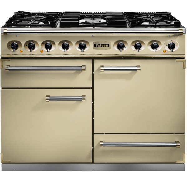 Falcon 1092 DX DF Cream Brass 76800 Dual Fuel Range Cooker