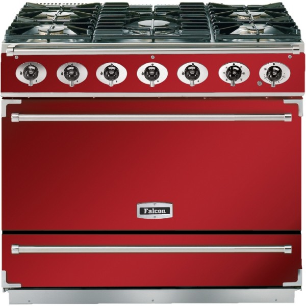 Falcon 900S DF Cherry Red Nickel 87360 Dual Fuel Range Cooker