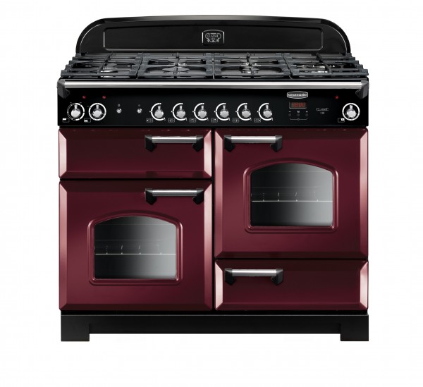 Rangemaster Classic 110DF Cranberry Chrome 116800 Dual Fuel Range Cooker