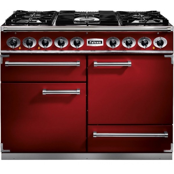 Falcon 1092 DX DF Cherry Red Nickel 87030 Dual Fuel Range Cooker