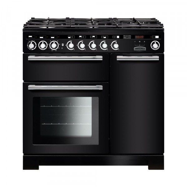 Rangemaster Encore Deluxe 90DF Black 117180 Dual Fuel Range Cooker