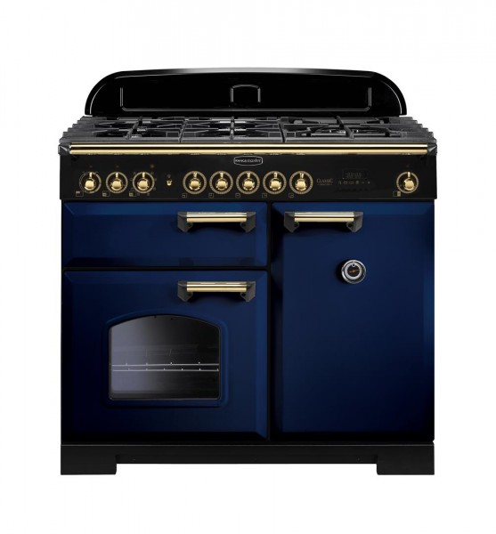 Rangemaster Classic Deluxe 100DF Blue Brass 113840 Dual Fuel Range Cooker