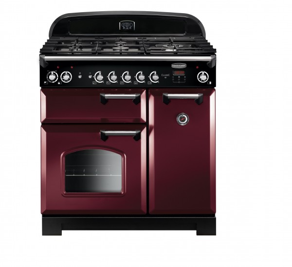 Rangemaster Classic 90 DF Cranberry Chrome 116510 Dual Fuel Range Cooker