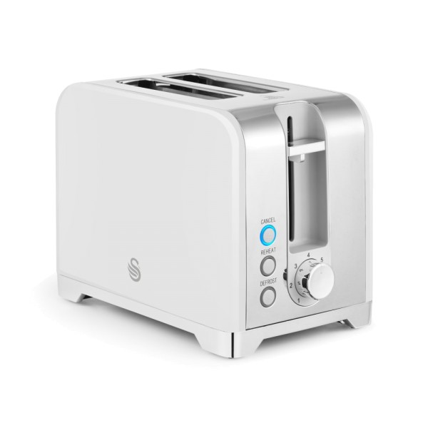 Swan Solace 2 Slice Stainless Steel White Toaster