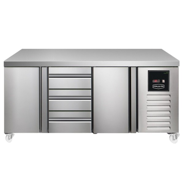 Sterling Pro SPI7180131NS Green 180cm Wide 214L 2 Doors 3 Drawers Counter Fridge
