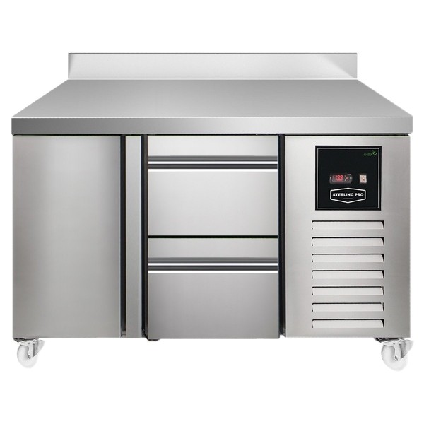 Sterling Pro SPI713512SB Green 135cm Wide 143L 1 Door 2 Drawers Counter Fridge
