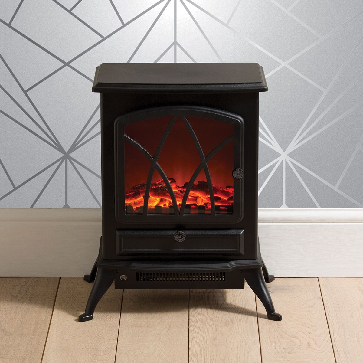 Fine Elements HEA1575 Black  2KW Electric Stove Fire