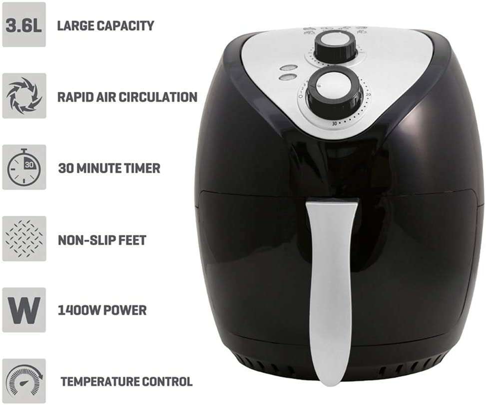 Daewoo SDA1553 Healthy Living 3.6L Air Fryer in Black Family Sized